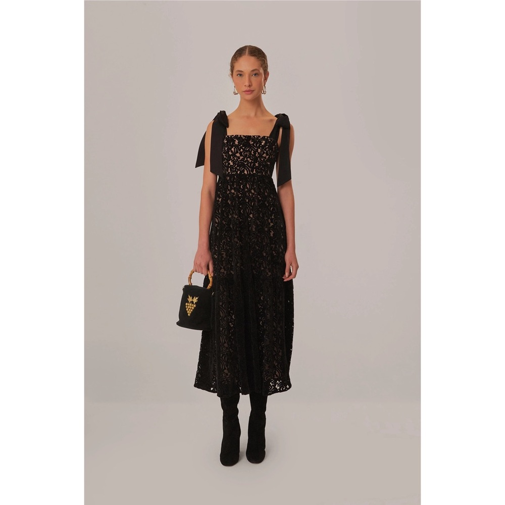 Farm Rio Velvet Lace Dress